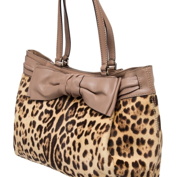 Valentino Garavani Aphrodite Ponyhair Leopard Print Bow Satchel (Retail $2,795) - Picture 3 of 6